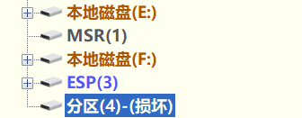 DiskGenius 中的分区布局